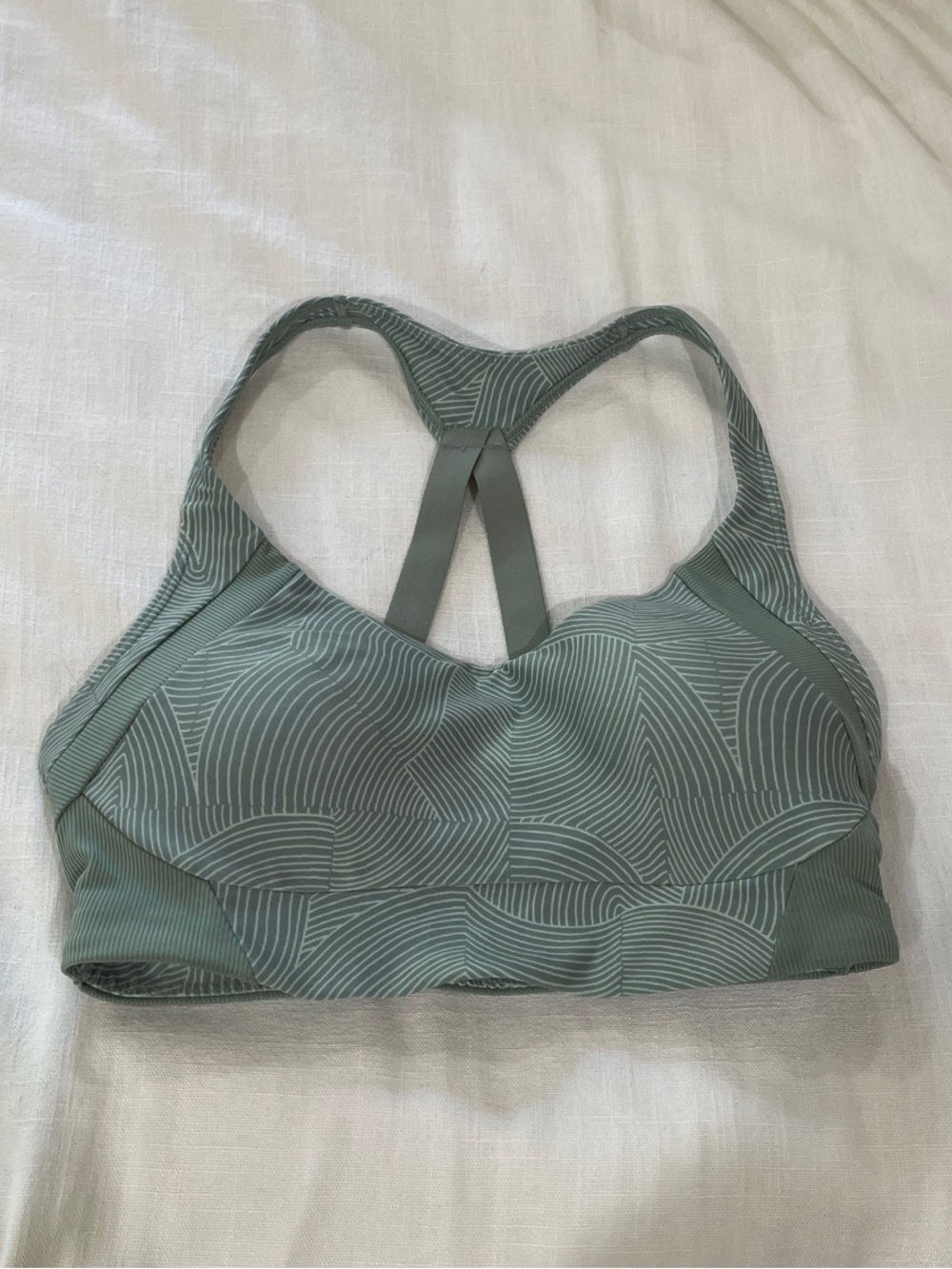 Avia Sage Green Patterned Racerback Sports Bra